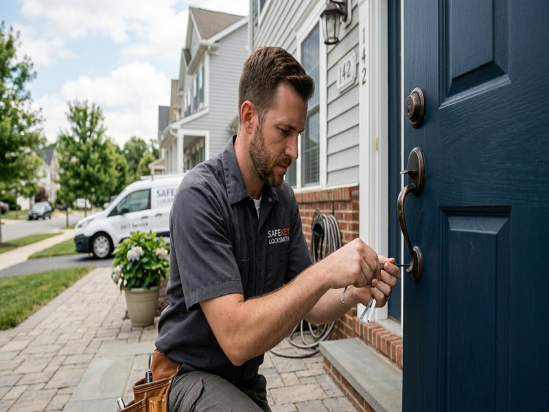 Residential lockout service at a home front door